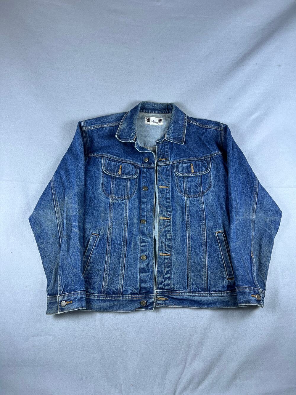 Wrangler Rugged Wear Denim Trucker Jacket Mens L Blue Medium Wash Jean Classic